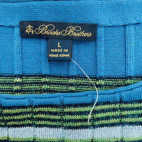 Brooks Brothers NWOT Women's Cotton Blend Metallic Striped Ribbed Sweater Size L - Picture 4 of 9